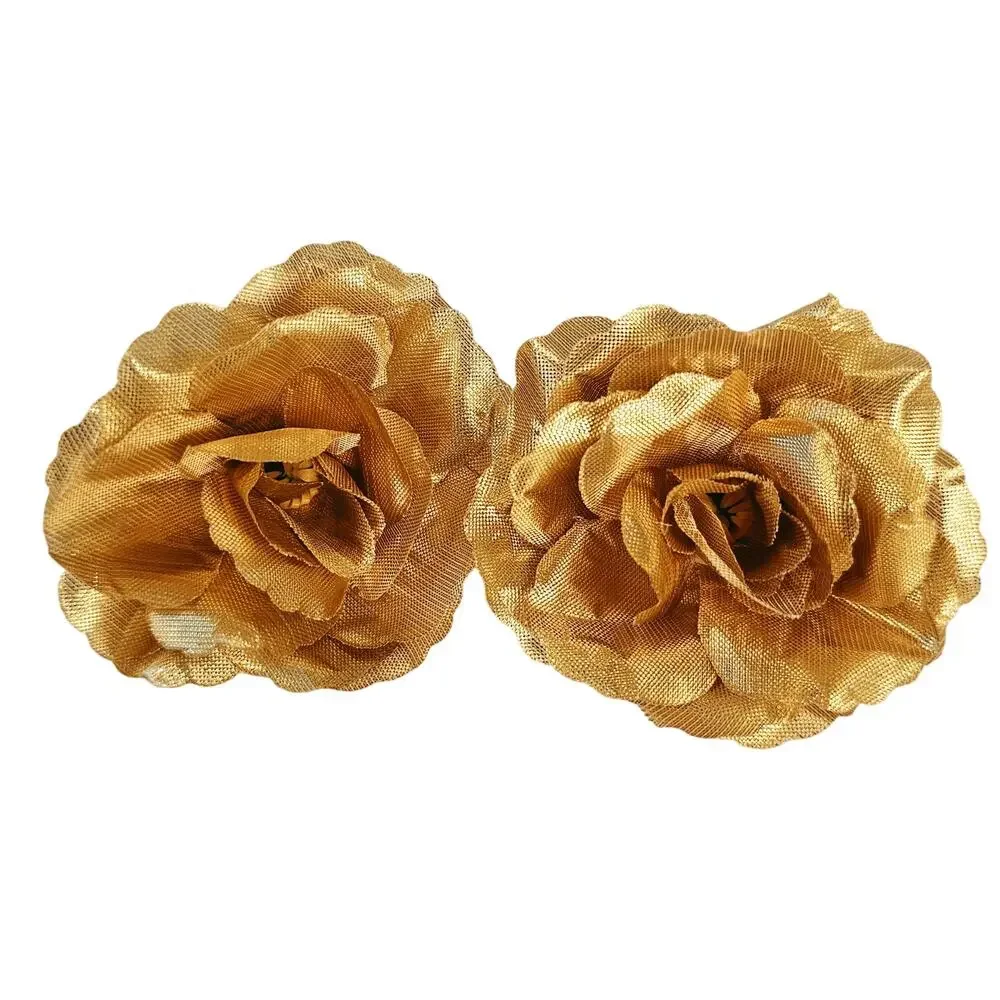 70 Gold Artificial Silk Rose Heads 3 Inch Wedding Craft Floral Decor Flowers DIY
